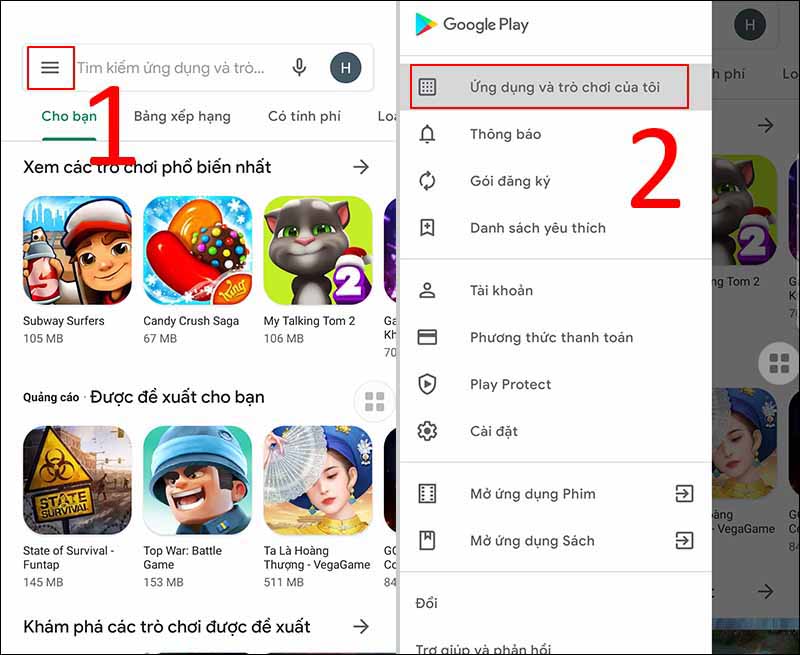 V&agrave;o thư viện ứng dụng Google Play của bạn